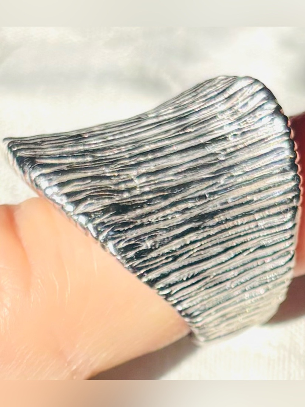 Textured 925 Silver Waterfall Statement Ring size 7